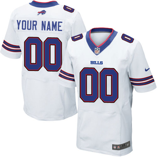 Men's Elite Nike Jersey White Road - Customized NFL Buffalo Bills